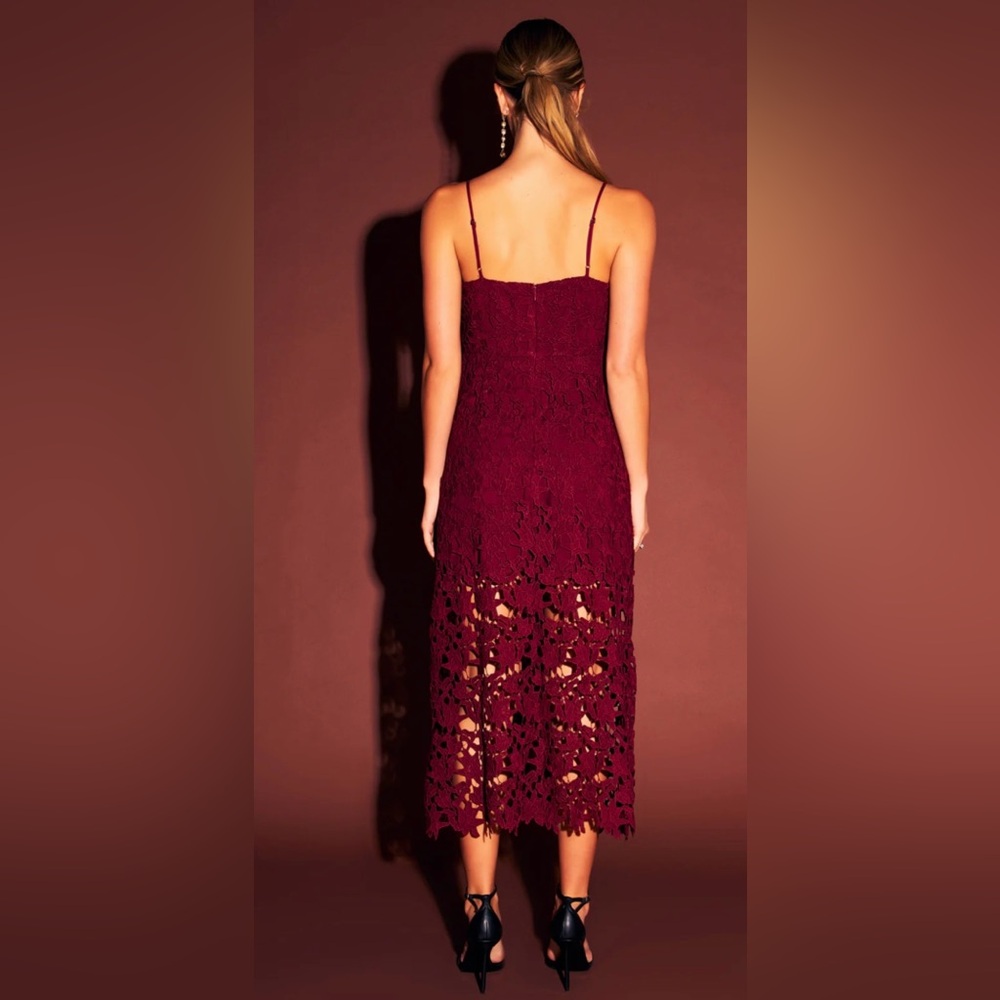 New NWT Endless Rose burgundy red lace midi dress XS spaghetti straps $100 - Picture 3 of 14
